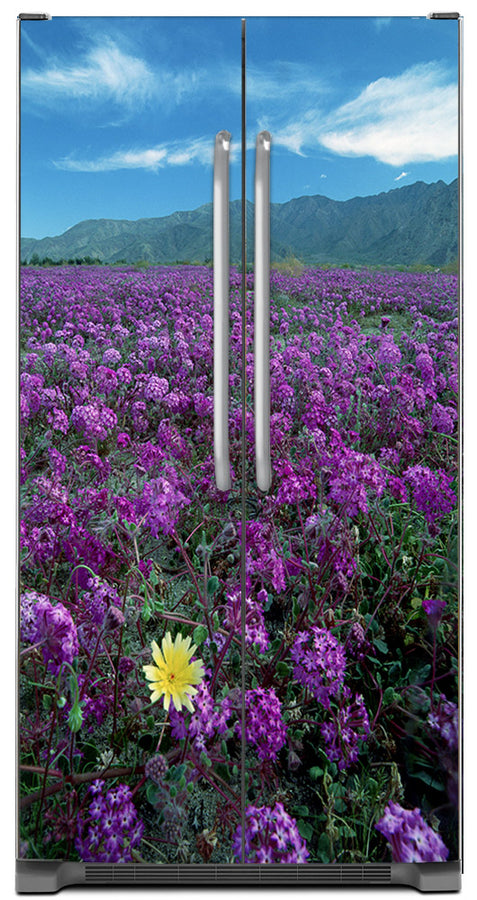  Peek a BooYellow Daisy Magnetic Refrigerator Cover Panel Skin Wrap on Refrigerator  Model Type Side by Side Fridge 