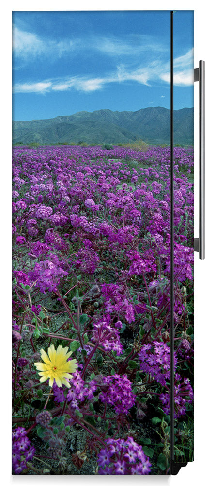 Peek a Boo Yellow Daisy Magnetic Refrigerator Skin Cover Wrap on Fridge Side Panel