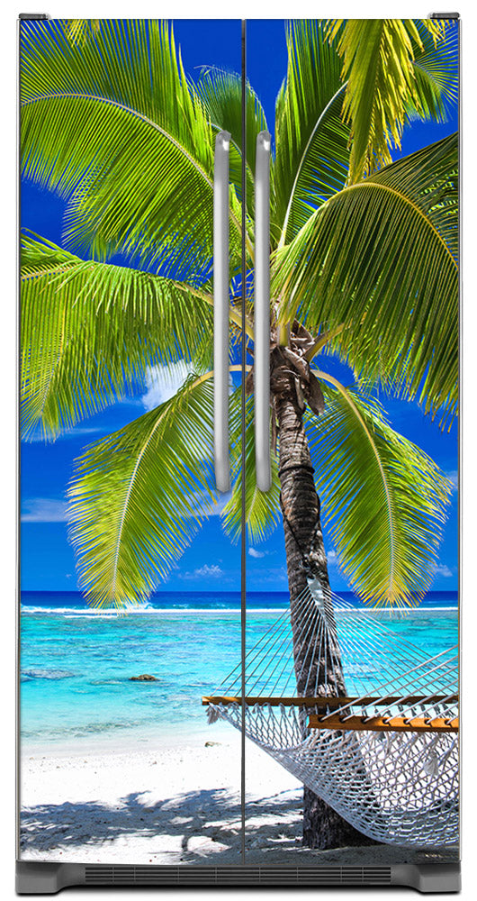 Perfect Palm Tree Magnet Skin on Model Type Side by Side Refrigerator