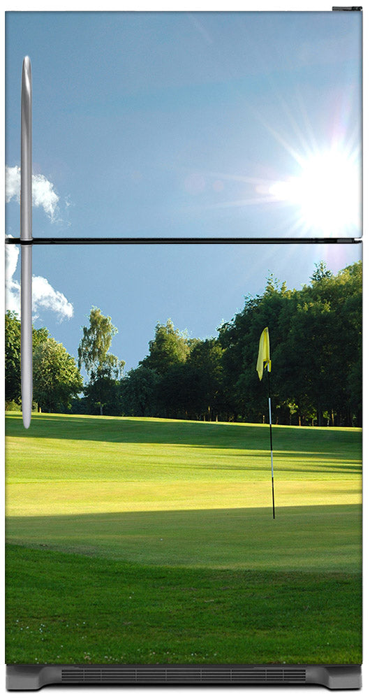 Playing Golf Magnet Skin on Model Type Top Freezer Refrigerator