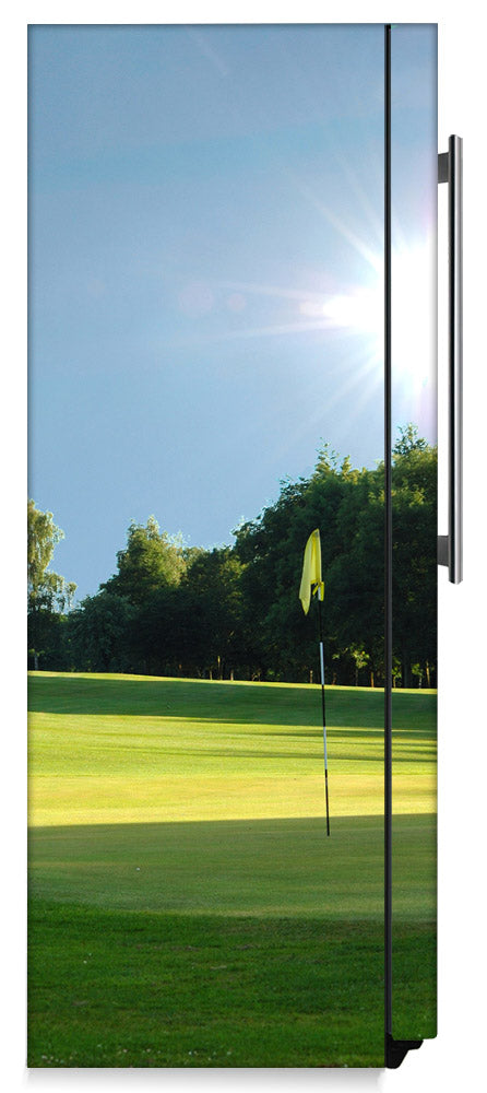 Playing Golf Magnet Skin on Side of Refrigerator