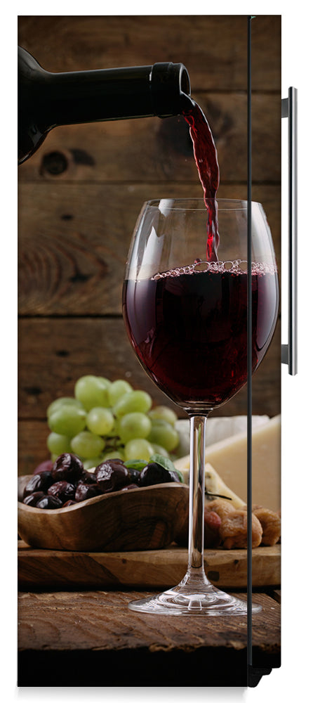 Pour a Glass of Wine Magnetic Refrigerator Skin Cover Wrap on Fridge Side Panel