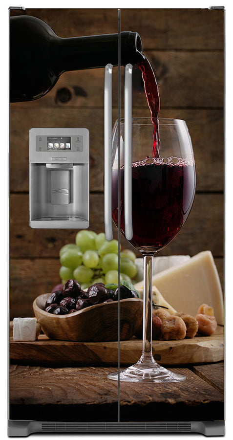  Pour a Glass of Wine Magnetic Refrigerator Skin Wrap Panel Cover on Model Type Fridge Side by Side Refrigerator with Water Dispenser 