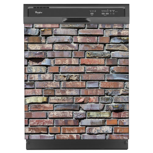 Reclaimed Bricks Magnet Skin on Black Dishwasher