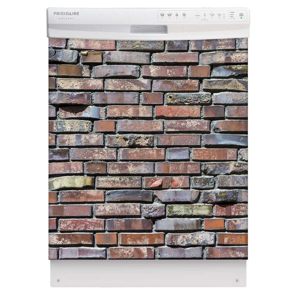 Reclaimed Bricks Magnet Skin on White Dishwasher