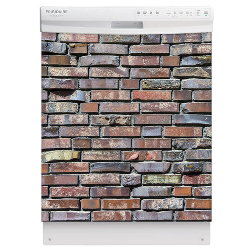 Reclaimed Bricks Magnet Skin on White Dishwasher