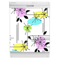 Retro Color Burst Magnetic Dishwasher Cover Skin Panel on Dishwasher with White Control Panel