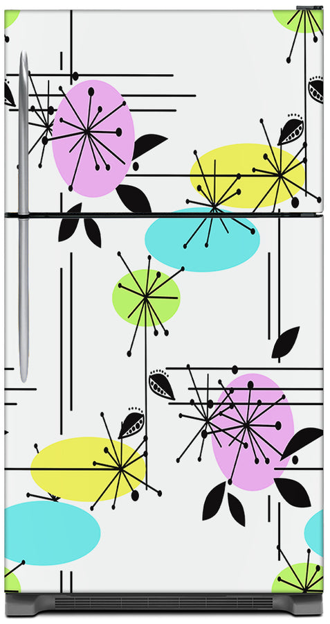  Retro Color Burst Magnetic Refrigerator Cover Panel Skin Wrap on Fridge Model Type Top Freezer Fridge 