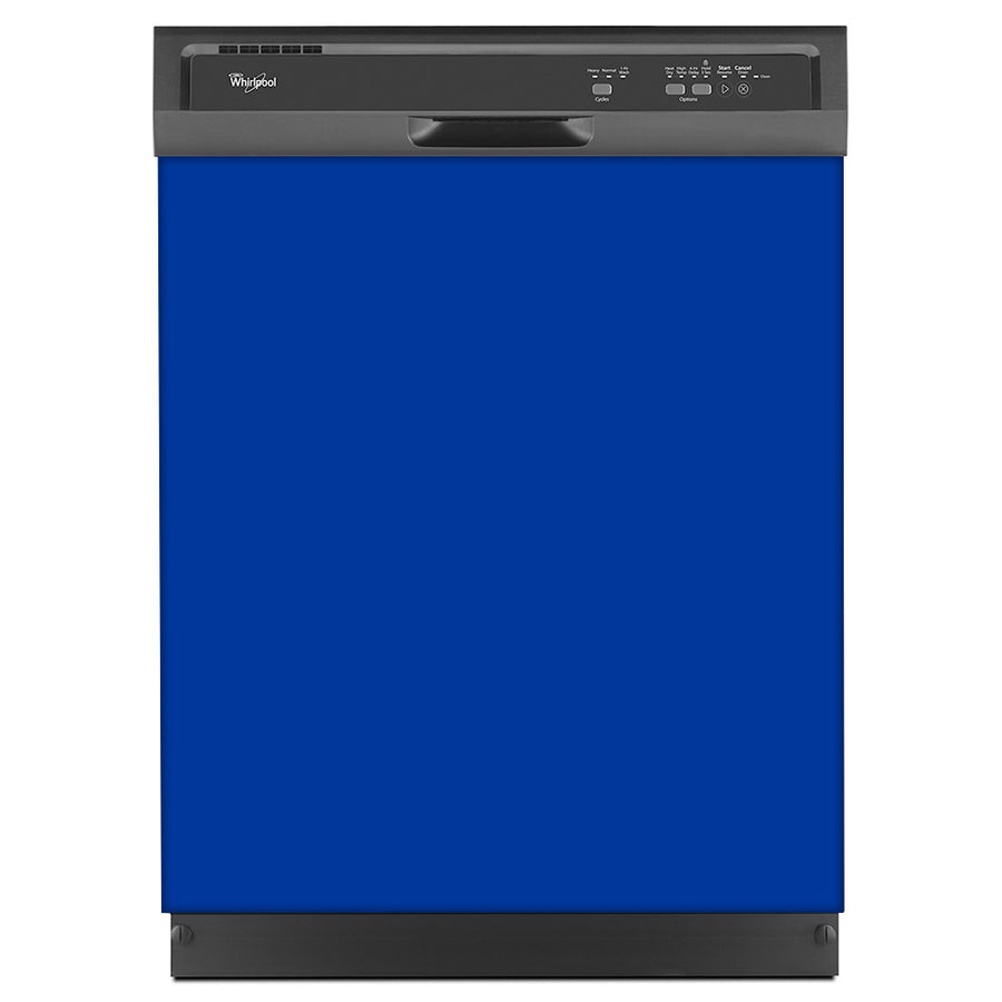  Royal Blue Color Magnet Skin on Black Dishwasher 