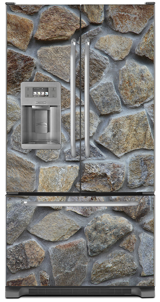 Magnetic Stone Wall Refrigerator Cover Skin