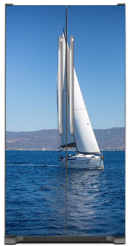 Sailing Magnet Skin on Model Type Side by Side Refrigerator