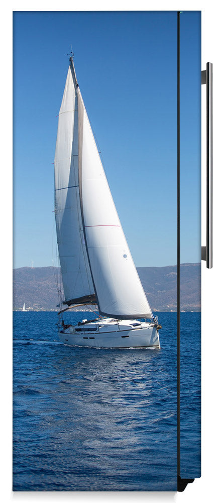 Sailing Magnet Skin on Side of Refrigerator
