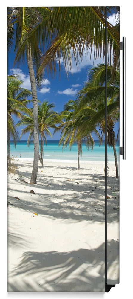 Sandy Beach Path Magnetic Refrigerator Skin Cover Wrap on Fridge Side Panel