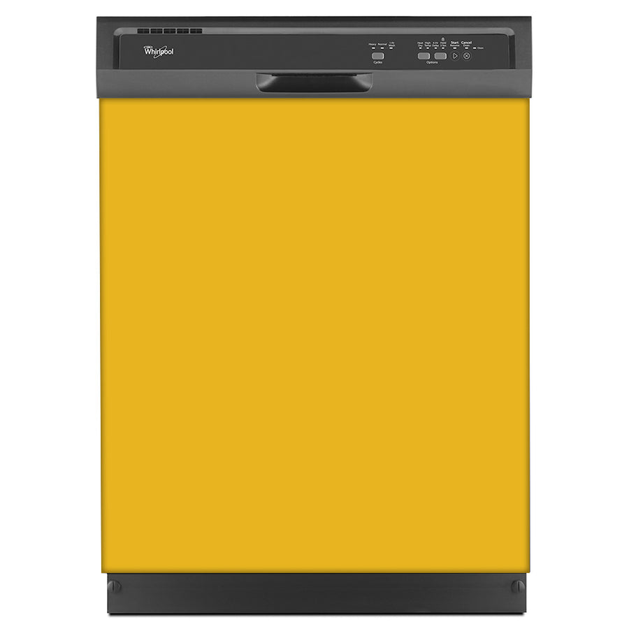  School Bus Yellow Color Magnet Skin on Black Dishwasher 