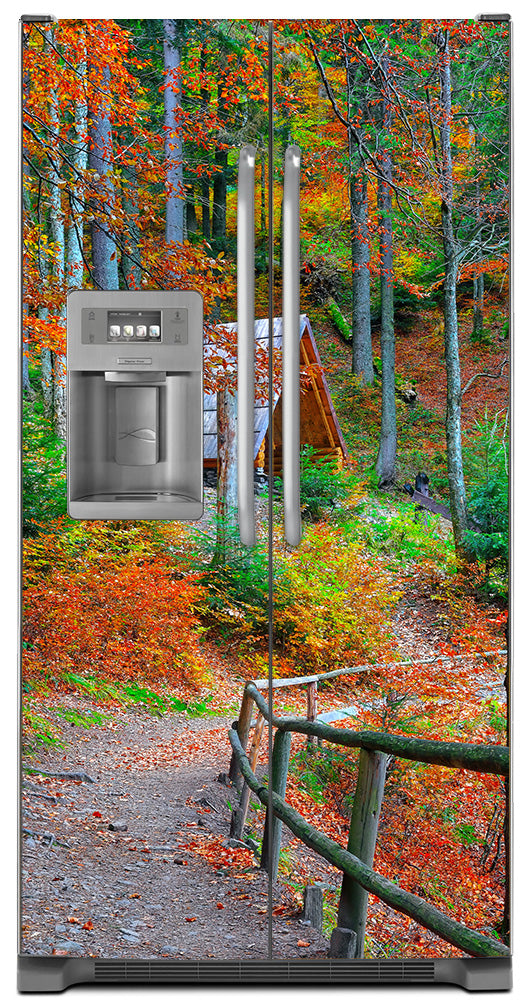 Seasons Change Magnet Skin on Model Type Side by Side Refrigerator with Ice Maker Water Dispenser