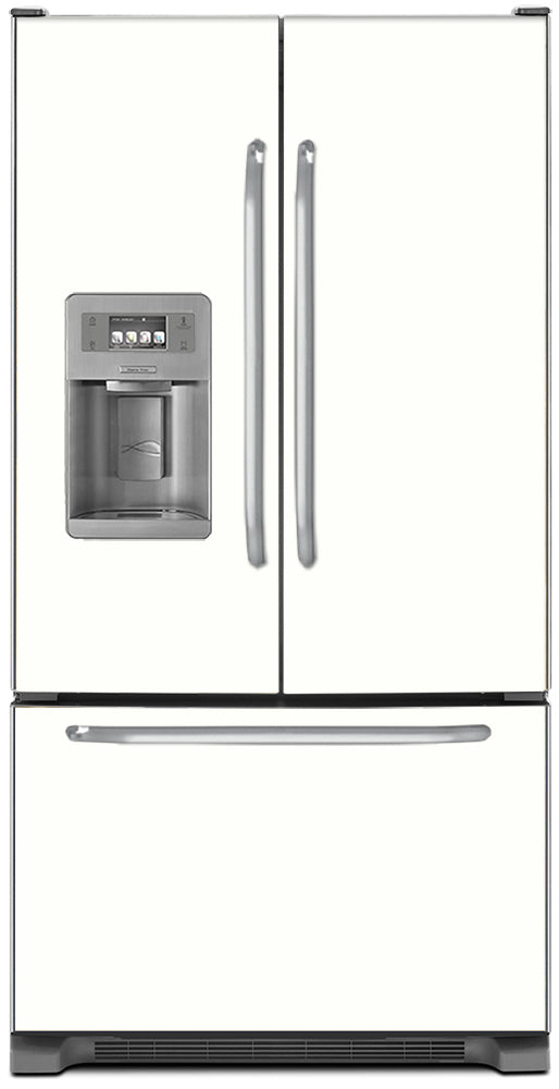 Semi Gloss White Color Magnet Skin on Model Type French Door Refrigerator with Ice Maker Water Dispenser