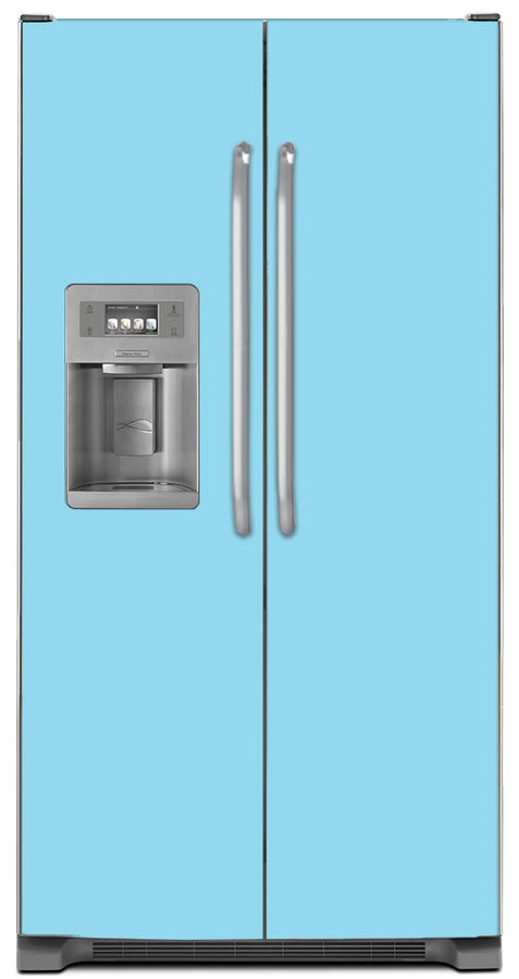  Sky Blue Magnet Skin on Model Type Side by Side Refrigerator with Ice Maker Water Dispenser 