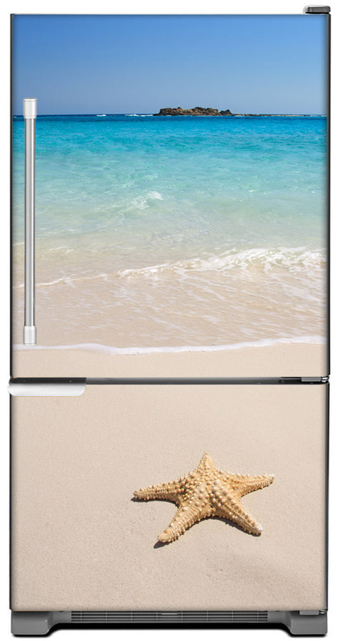  Starfish On Beach<br/>Refrigerator Magnet Skin 