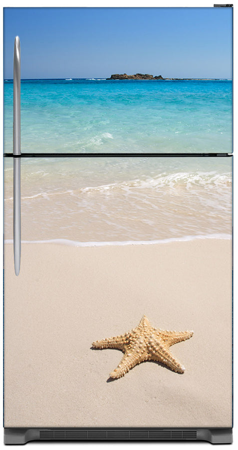  Starfish On Beach Magnet Skin on Model Type Top Freezer Refrigerator 