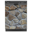 Load image into Gallery viewer, Stone Wall Magnetic Dishwasher Cover Skin Panel on Dishwasher with Black Control Panel
