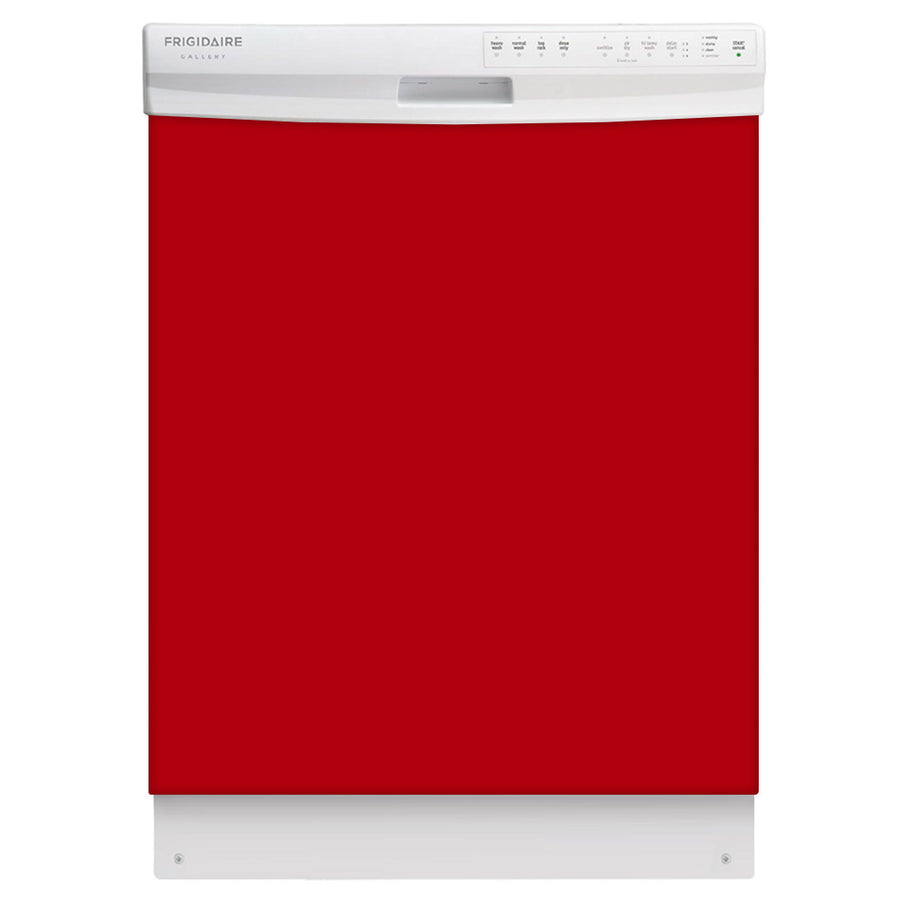  Strawberry Red Color Magnet Skin on White Dishwasher 