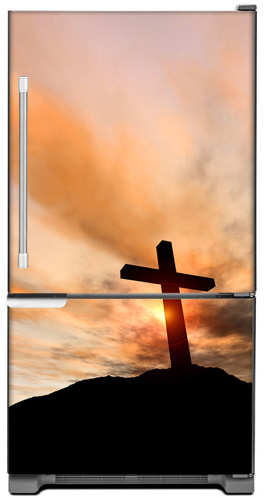 Sunrise Cross Magnet Skin on Model Type Bottom Freezer Refrigerator