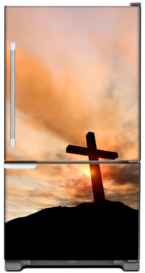 Sunrise Cross Magnet Skin on Model Type Bottom Freezer Refrigerator
