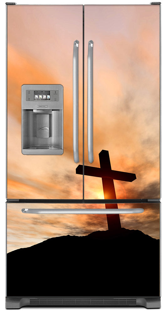Sunrise Cross Magnet Skin on Model Type French Door Refrigerator with Ice Maker Water Dispenser