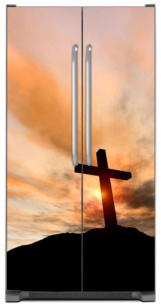 Sunrise Cross Magnet Skin on Model Type Side by Side Refrigerator