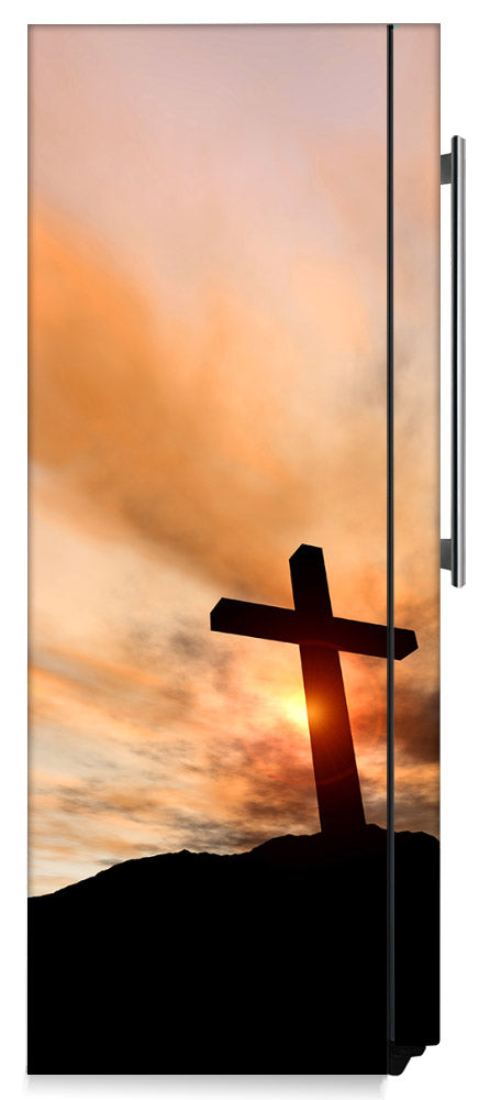 Sunrise Cross Magnet Skin on Side of Refrigerator