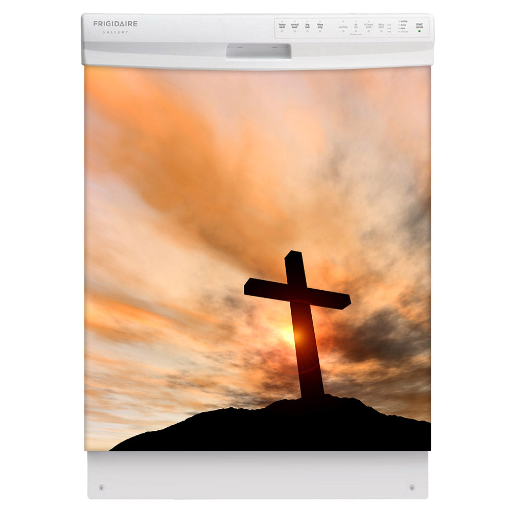 Sunrise Cross Magnet Skin on White Dishwasher