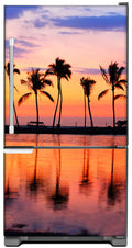 Sunset Palm Trees Magnet Skin on Model Type Bottom Freezer Refrigerator