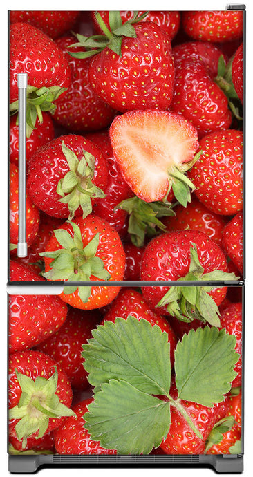Sweet Strawberries Magnet Skin on Model Type Bottom Freezer Refrigerator