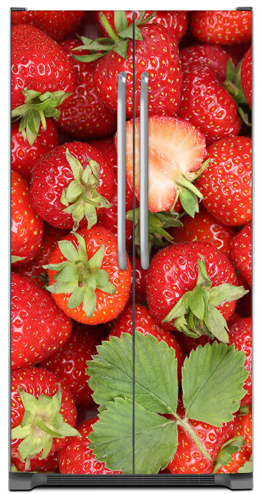 Sweet Strawberries Magnet Skin on Model Type Side by Side Refrigerator