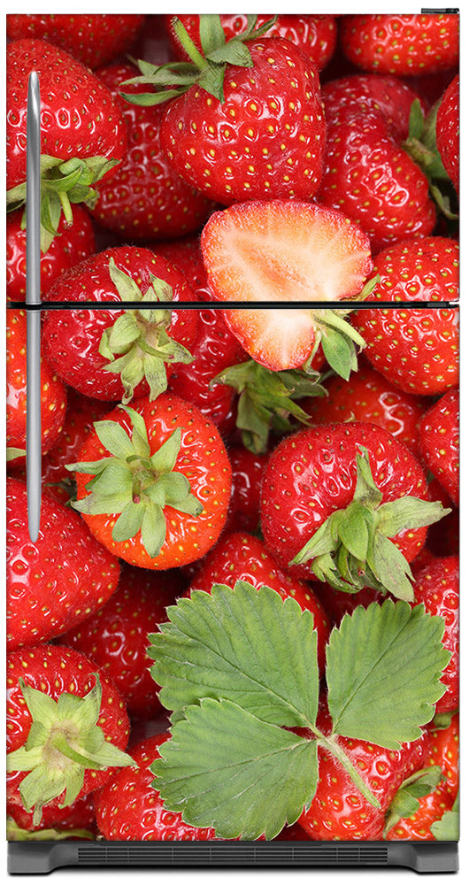 Sweet Strawberries Magnet Skin on Model Type Top Freezer Refrigerator