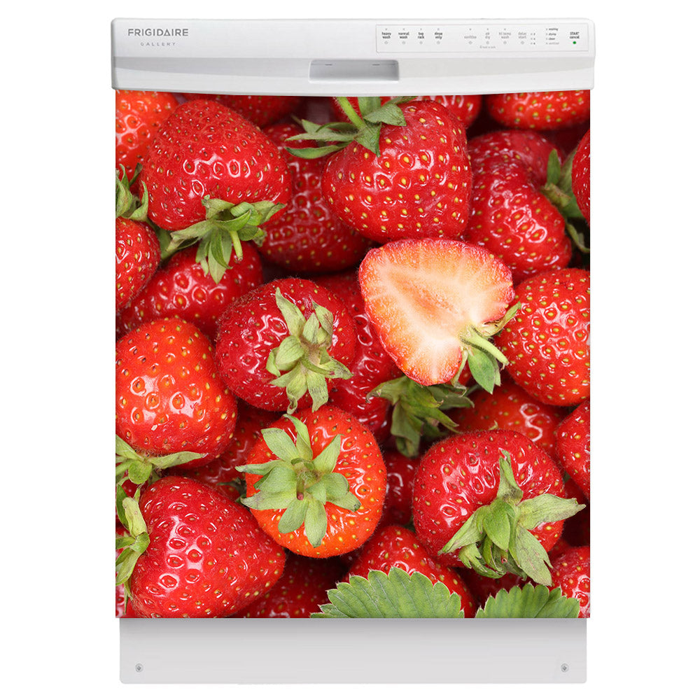 Sweet Strawberries Magnet Skin on White Dishwasher