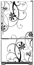 Swirling Flowers Magnet Skin on Model Type Bottom Freezer Refrigerator
