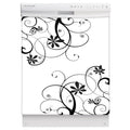 Swirling Flowers Magnetic Dishwasher Cover Skin Panel on Dishwasher with White Control Panel
