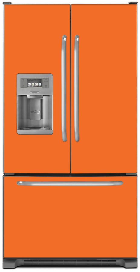  Tangerine Orange Color Magnet Skin on Model Type French Door Refrigerator with Ice Maker Water Dispenser 