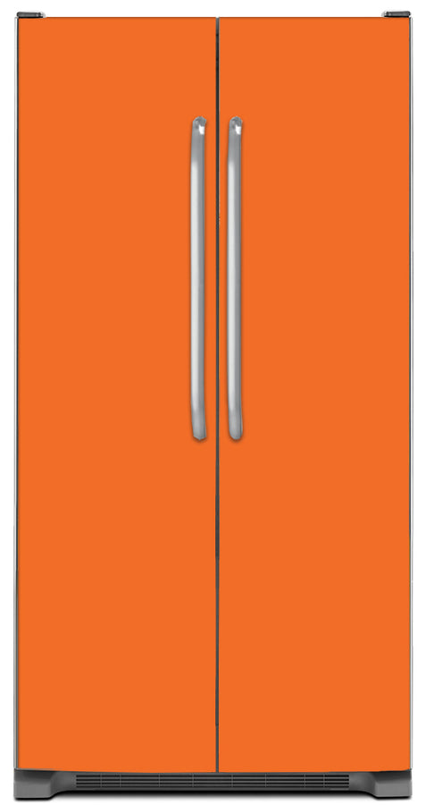  Tangerine Orange Color Magnet Skin on Model Type Side by Side Refrigerator 