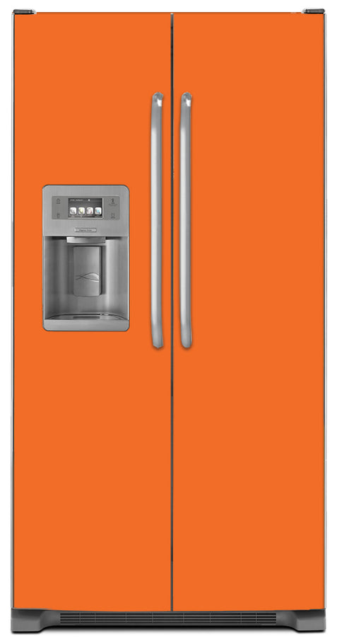  Tangerine Orange Color Magnet Skin on Model Type Side by Side Refrigerator with Ice Maker Water Dispenser 