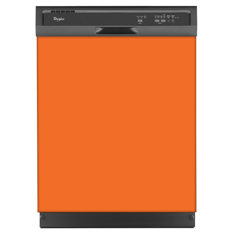  Tangerine Orange Color Magnet Skin on Black Dishwasher 