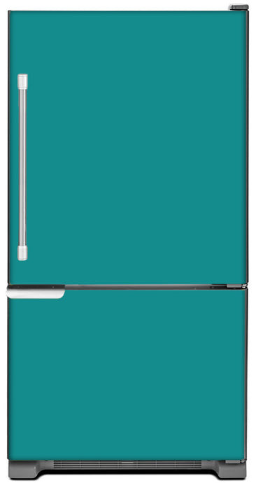 Teal Turquoise Color Magnet Skin on Model Type Bottom Freezer Refrigerator
