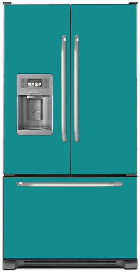  Teal Turquoise Color Magnet Skin on Model Type French Door Refrigerator with Ice Maker Water Dispenser 
