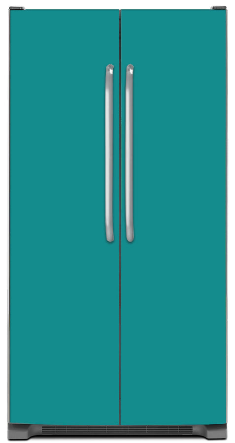  Teal Turquoise Color Magnet Skin on Model Type Side by Side Refrigerator 