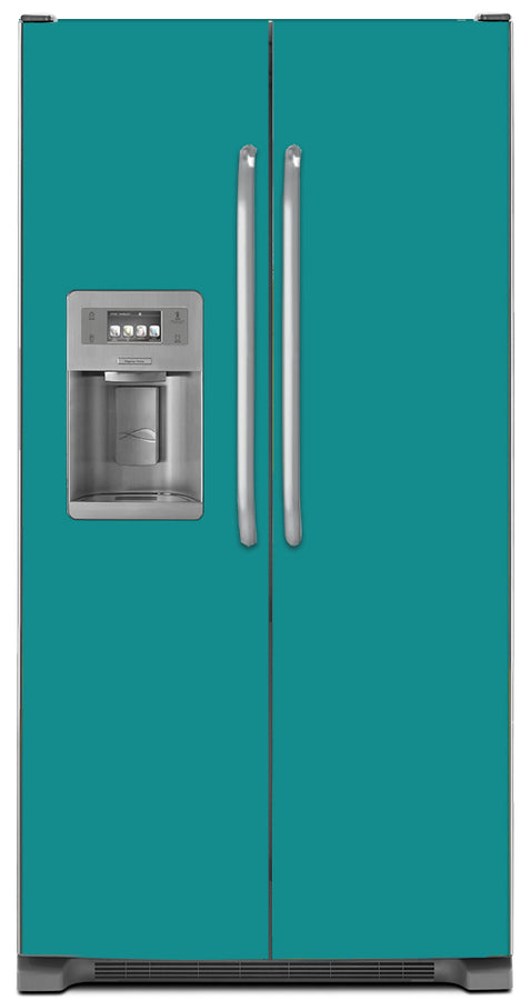  Teal Turquoise Color Magnet Skin on Model Type Side by Side Refrigerator with Ice Maker Water Dispenser 