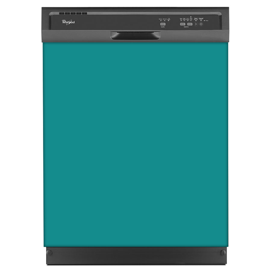  Teal Turquoise Color Magnet Skin on Black Dishwasher 