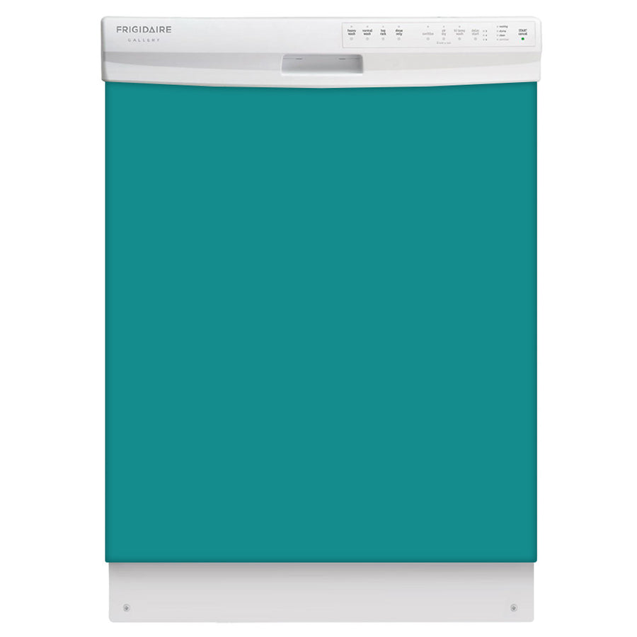  Teal Turquoise Color Magnet Skin on White Dishwasher 