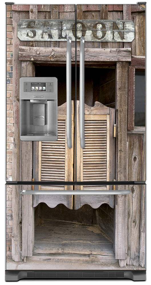 The Saloon Magnetic Refrigerator Cover Panel Skin Wrap on Refrigerator  Model Type French Door Fridge with Ice Maker