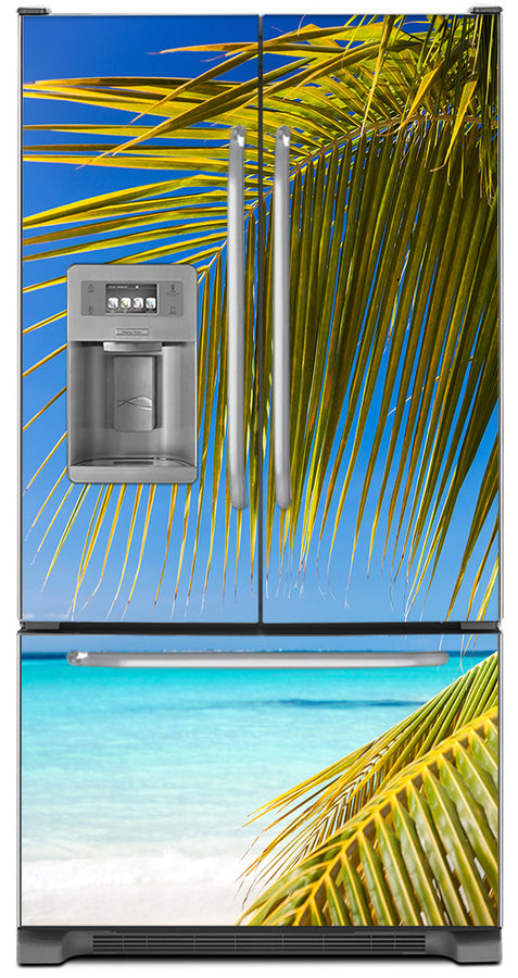  Tropical Breeze Magnetic Refrigerator Cover Wrap Skin Panel on Model Type Fridge French Door Refrigerator with Ice Maker 